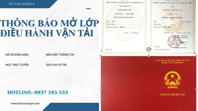 Tô Châu Đông Á đào tạo sơ cấp điều hành vận tải online toàn quốc